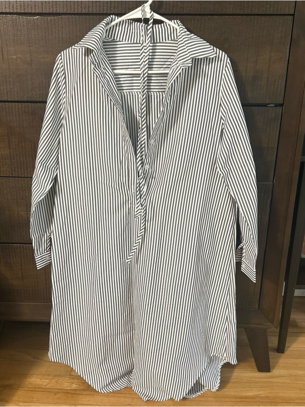 Striped Black & White women mid dress